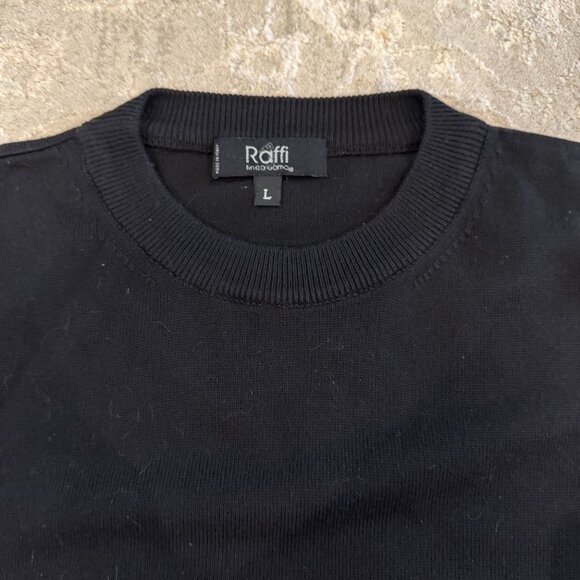 Raffi Linea Uomo Men's Knit Sweater Top Shirt ITALY Large Cotton Black Pullover - Picture 7 of 16